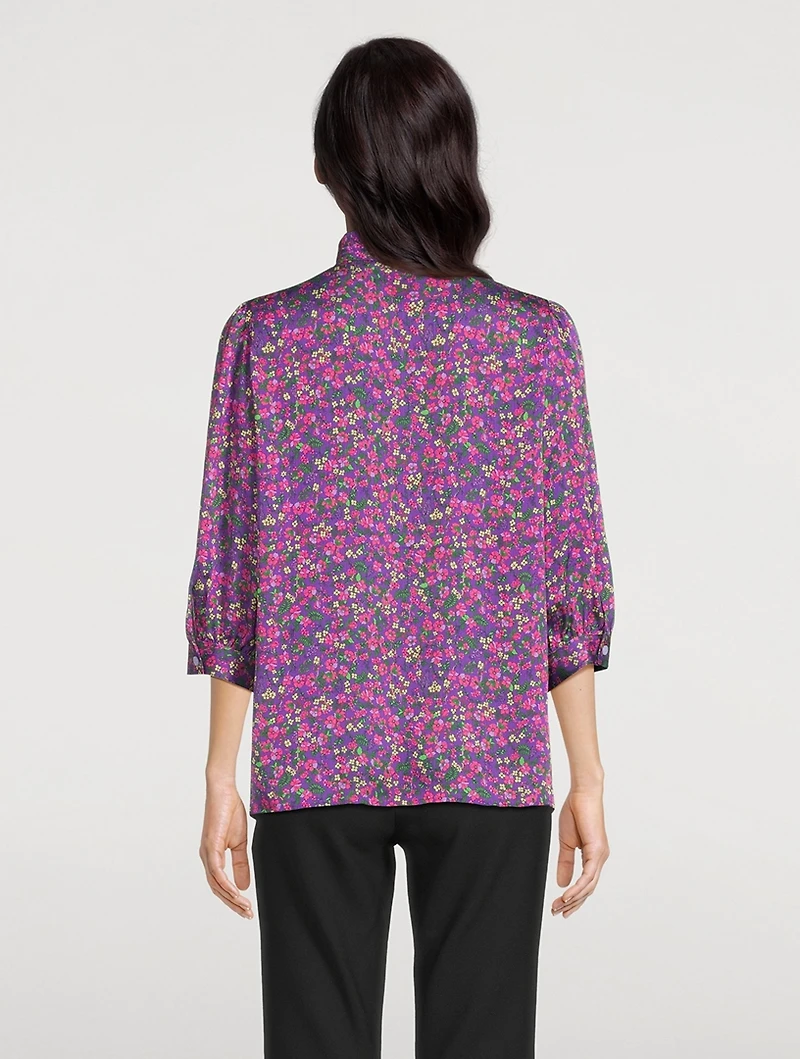 Satin Shirt Floral Print