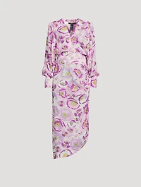 Draped Midi Dress Floral Print