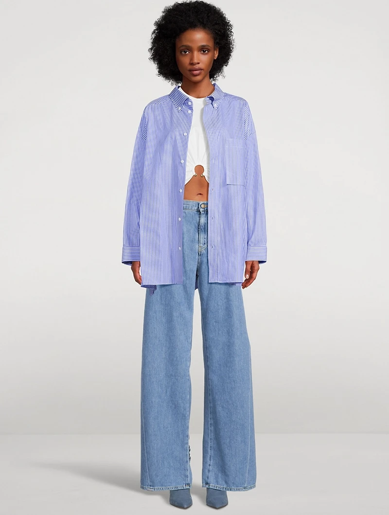 Nathalie Oversized Poplin Shirt Stripe Print