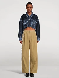 Phebe Wide-Leg Chinos With Crystal Wallet Chain