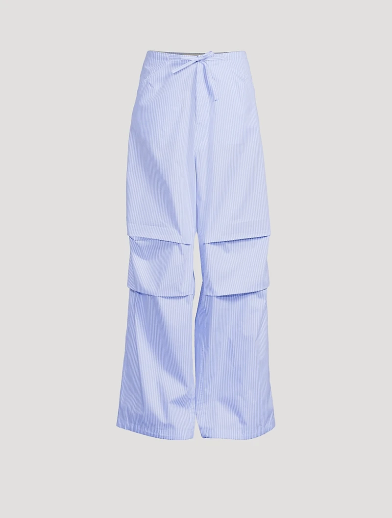 Daisy Wide-Leg Poplin Trousers Stripe Print
