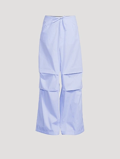 Daisy Wide-Leg Poplin Trousers Stripe Print