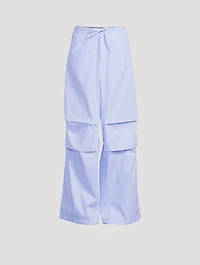 Daisy Wide-Leg Poplin Trousers Stripe Print