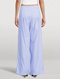 Daisy Wide-Leg Poplin Trousers Stripe Print