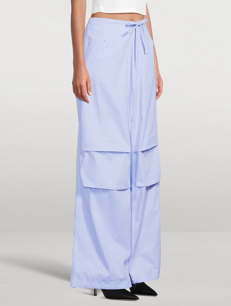 Daisy Wide-Leg Poplin Trousers Stripe Print