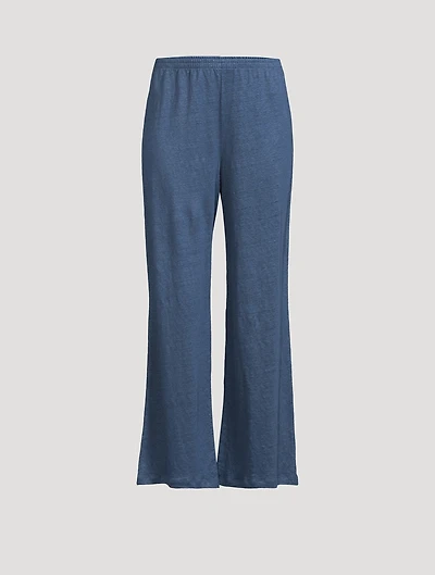 Stretch-Linen Wide Leg Pants