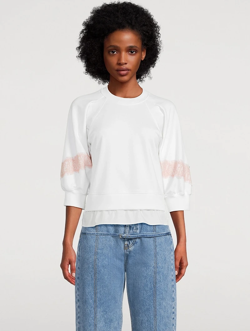 Lace-Trimmed Sweatshirt