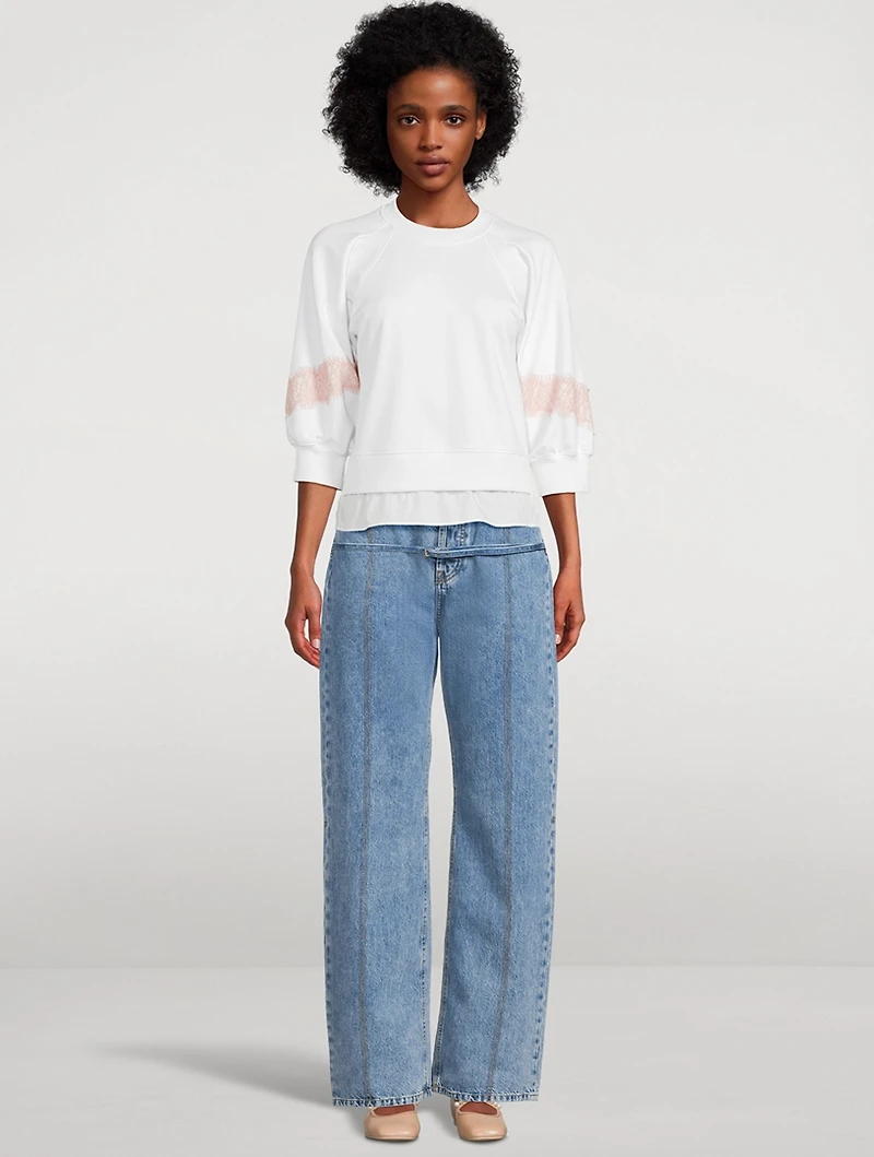 Lace-Trimmed Sweatshirt