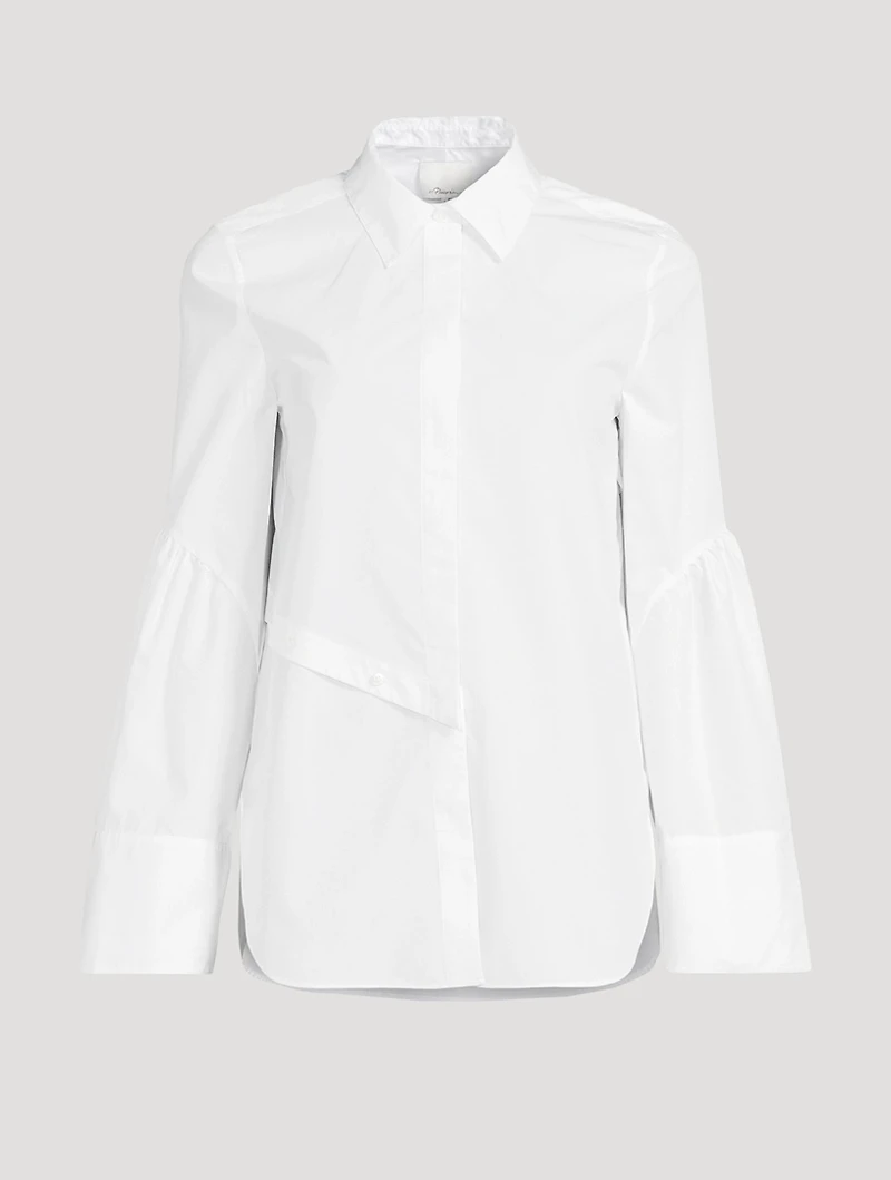 Button-Trimmed Poplin Shirt