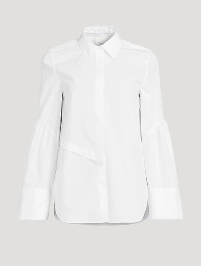 Button-Trimmed Poplin Shirt