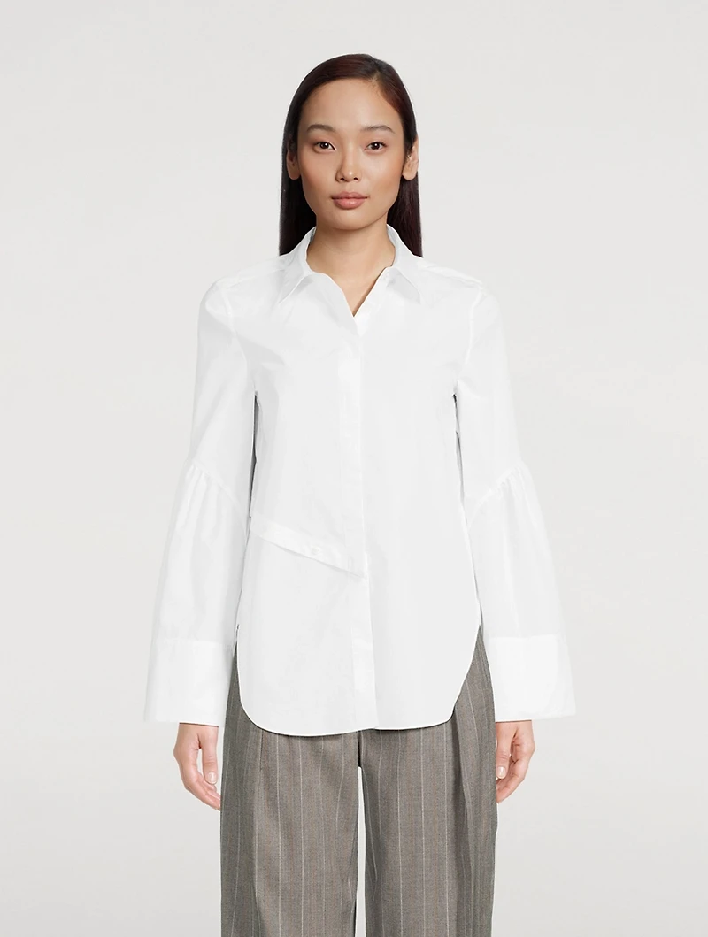 Button-Trimmed Poplin Shirt