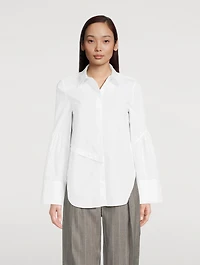 Button-Trimmed Poplin Shirt