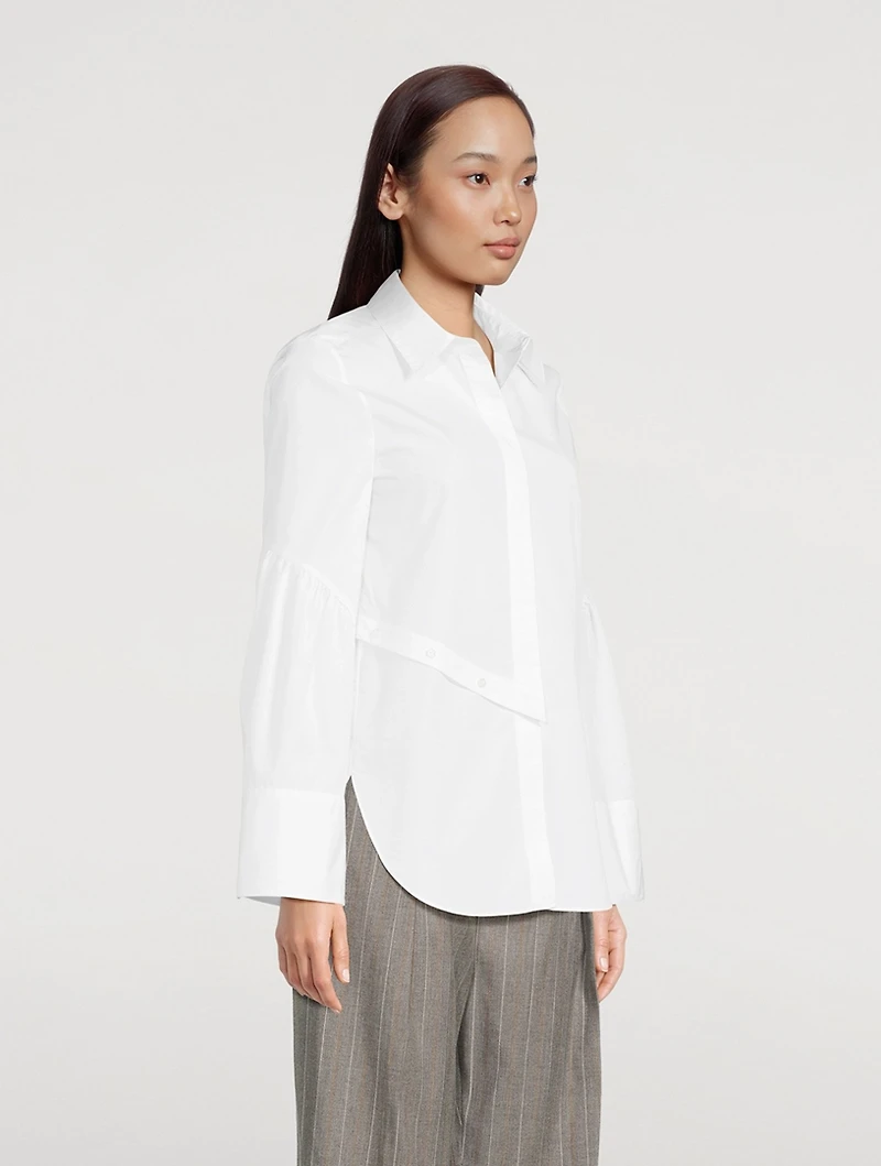 Button-Trimmed Poplin Shirt