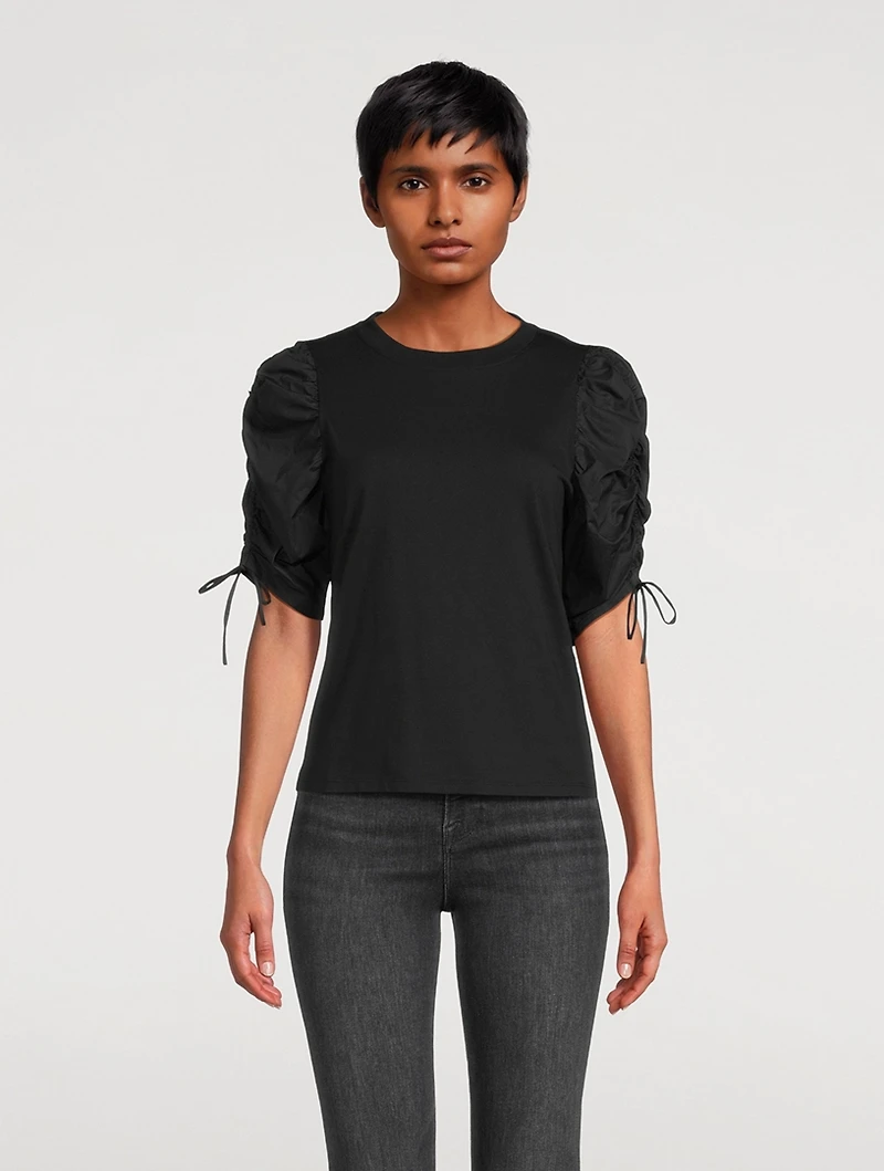 Ruched Tie-Sleeve T-Shirt