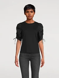 Ruched Tie-Sleeve T-Shirt