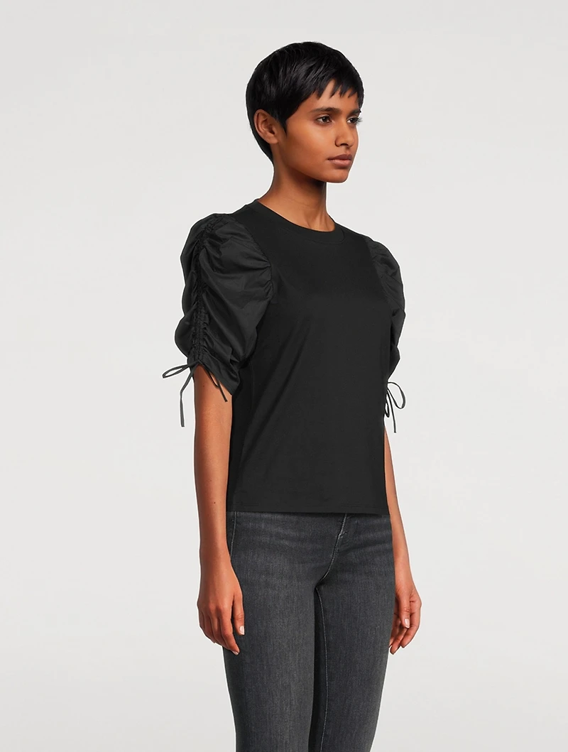 Ruched Tie-Sleeve T-Shirt