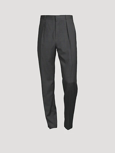Wool Check Pleated Pants