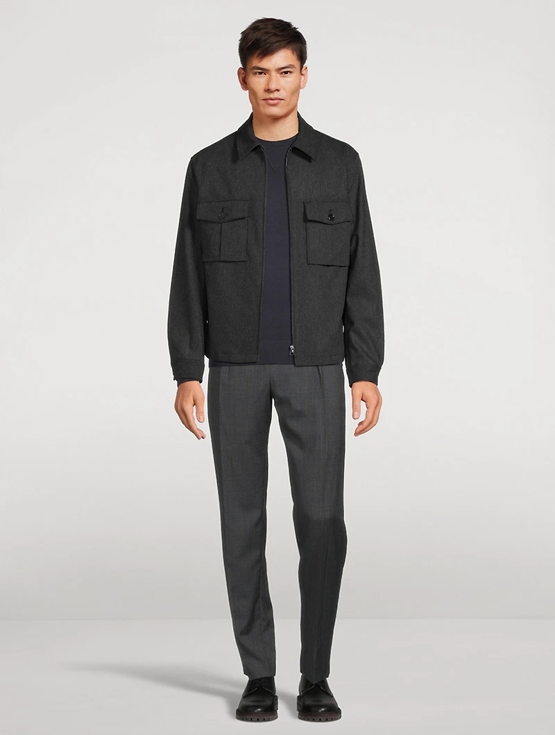 Wool Check Pleated Pants
