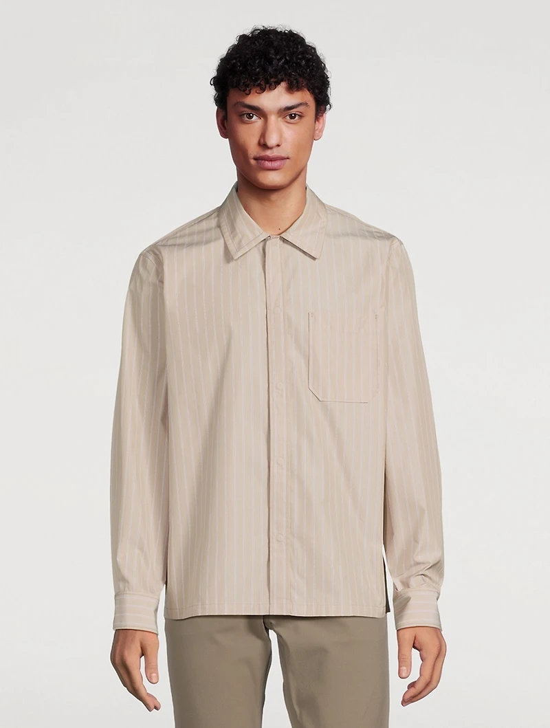 Project Cotton-Blend Shirt Jacket Striped Print