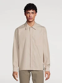 Project Cotton-Blend Shirt Jacket Striped Print
