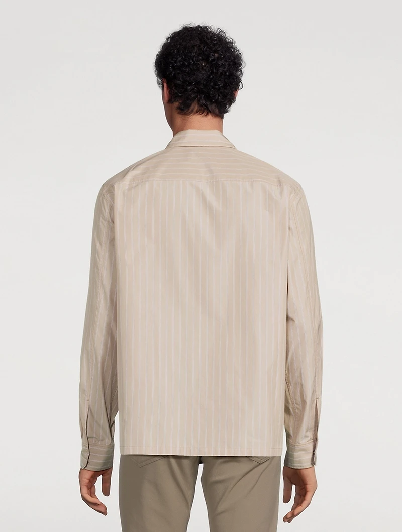 Project Cotton-Blend Shirt Jacket Striped Print