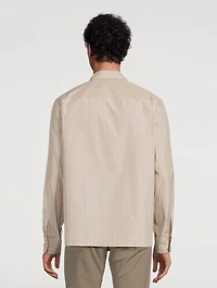 Project Cotton-Blend Shirt Jacket Striped Print