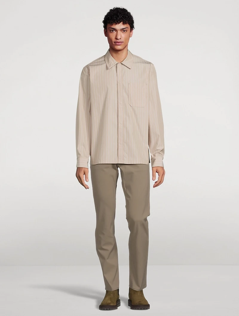 Project Cotton-Blend Shirt Jacket Striped Print