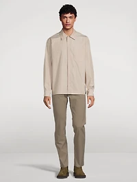 Project Cotton-Blend Shirt Jacket Striped Print