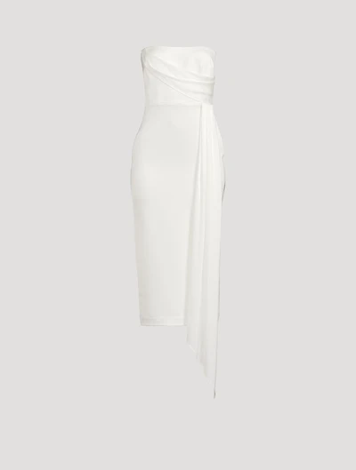 Draped Strapless Crêpe Midi Dress