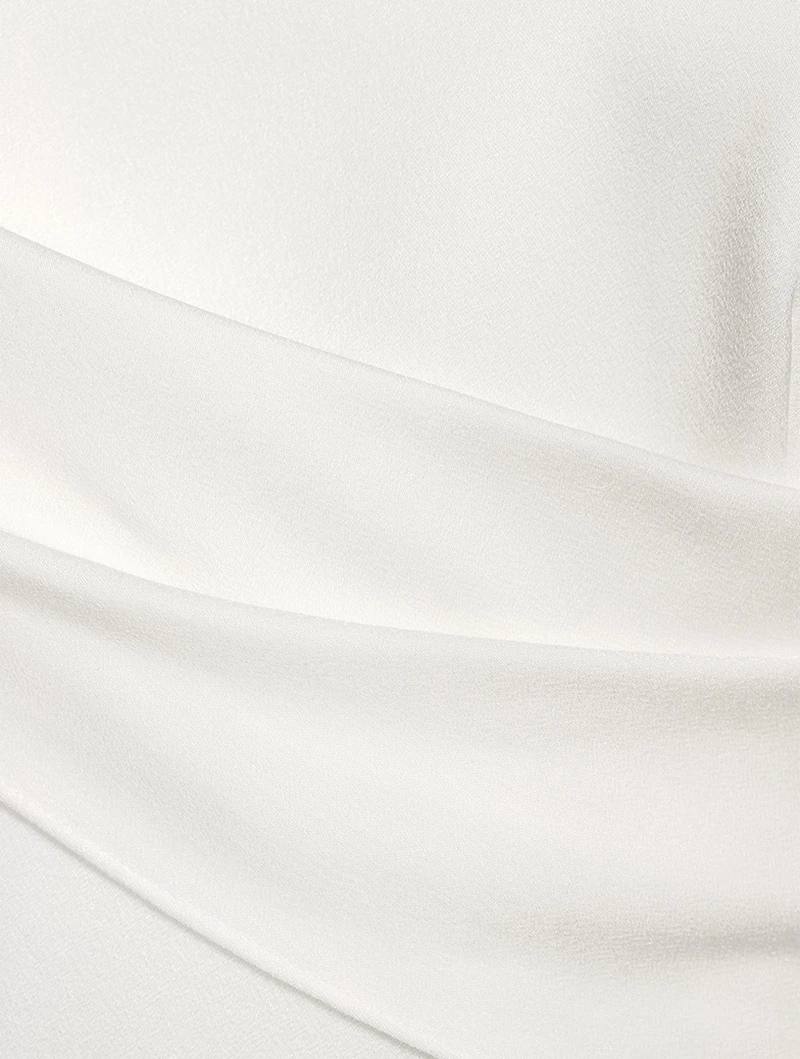 Draped Strapless Crêpe Midi Dress
