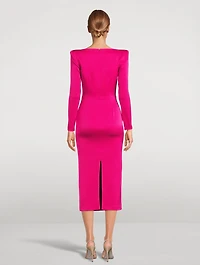 Long-Sleeve Satin Crêpe Midi Dress