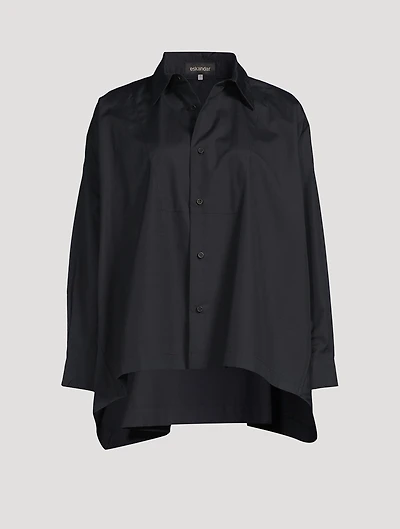 High-Low Poplin Bib Shirt