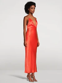 Mia Bias-Cut Satin Slip Dress