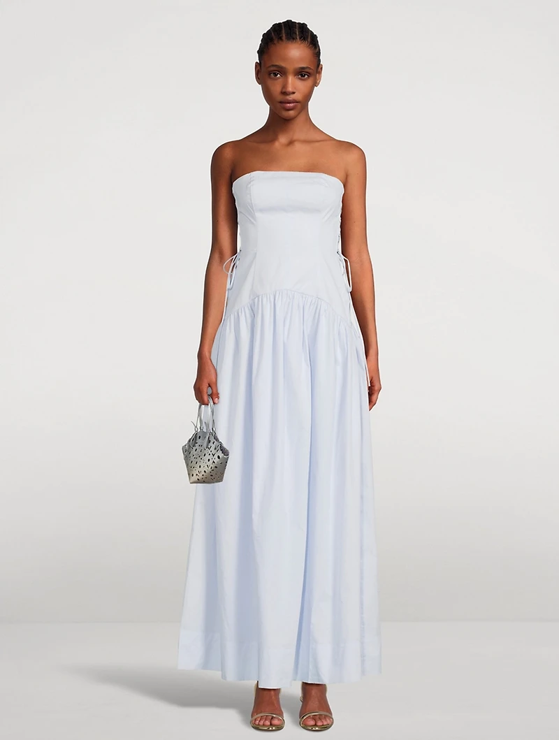 Amada Lace-Up Strapless Maxi Dress