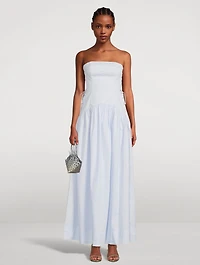 Amada Lace-Up Strapless Maxi Dress