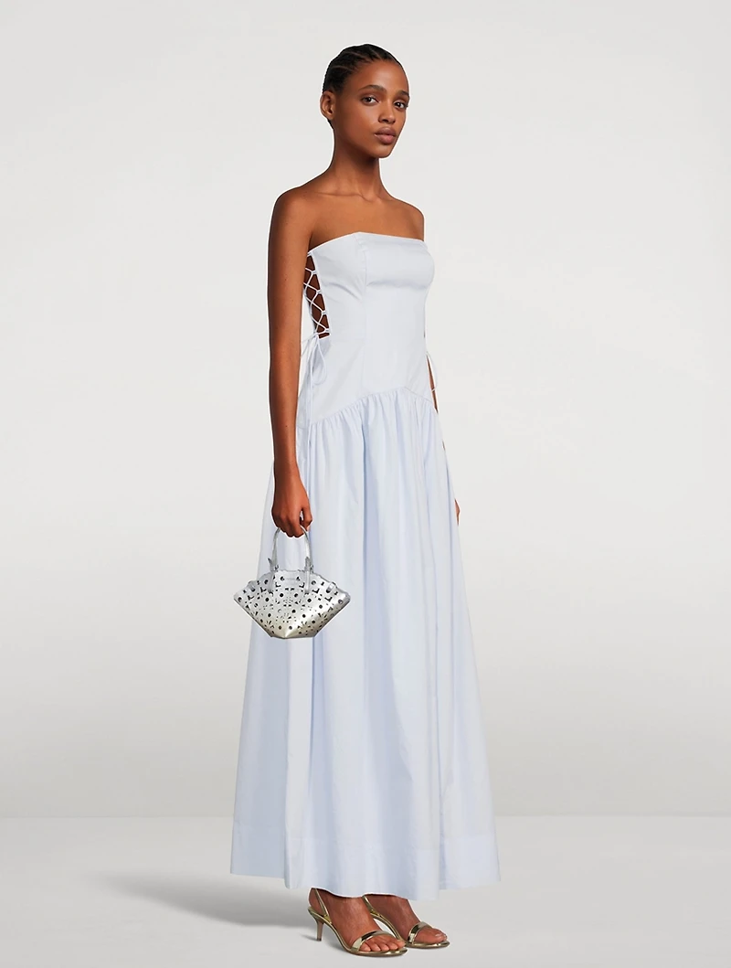 Amada Lace-Up Strapless Maxi Dress