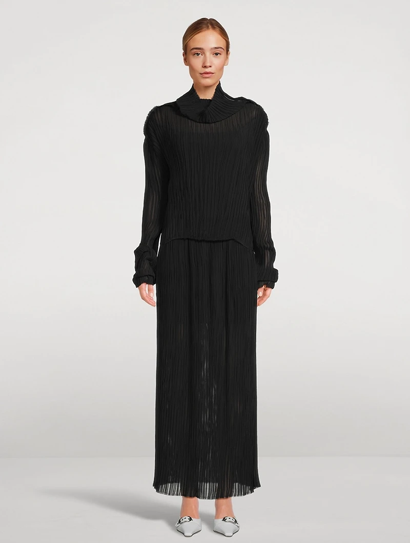 Raw Edge Sheer Plissé Top