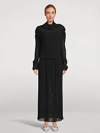 Raw Edge Sheer Plissé Top