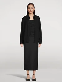 Grid Pointelle Knit Button-Front Sweater