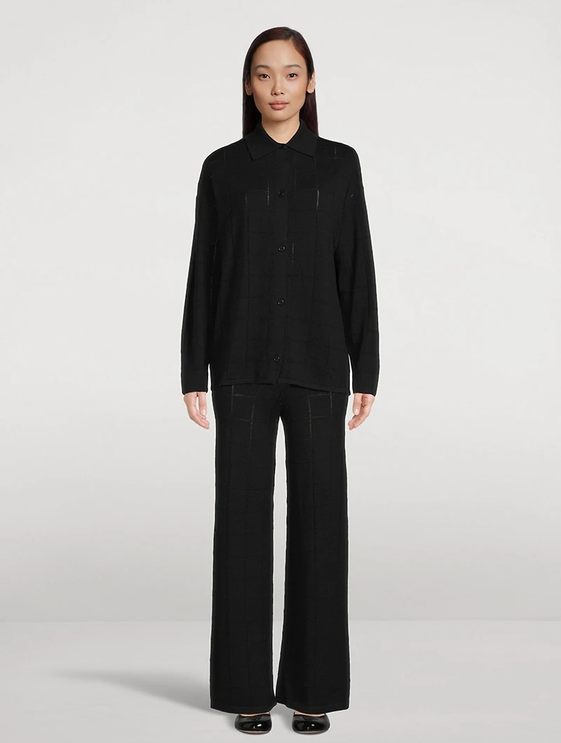 Grid Pointelle Knit Pants