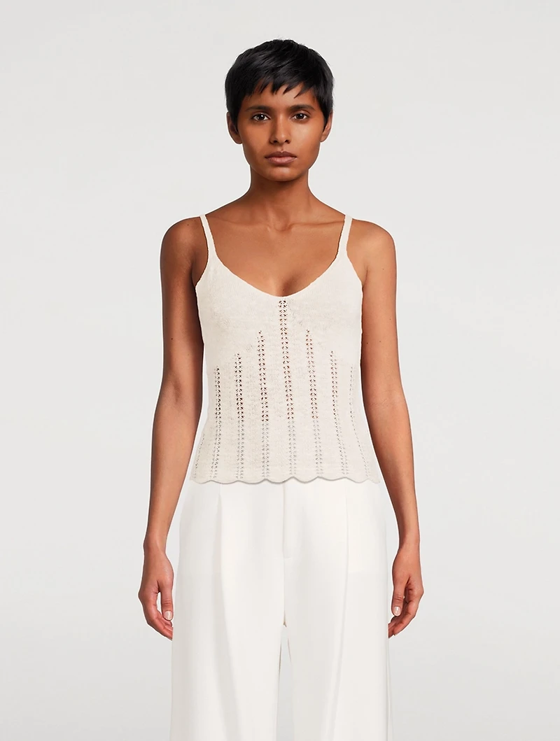 Pointelle Knit Tank Top