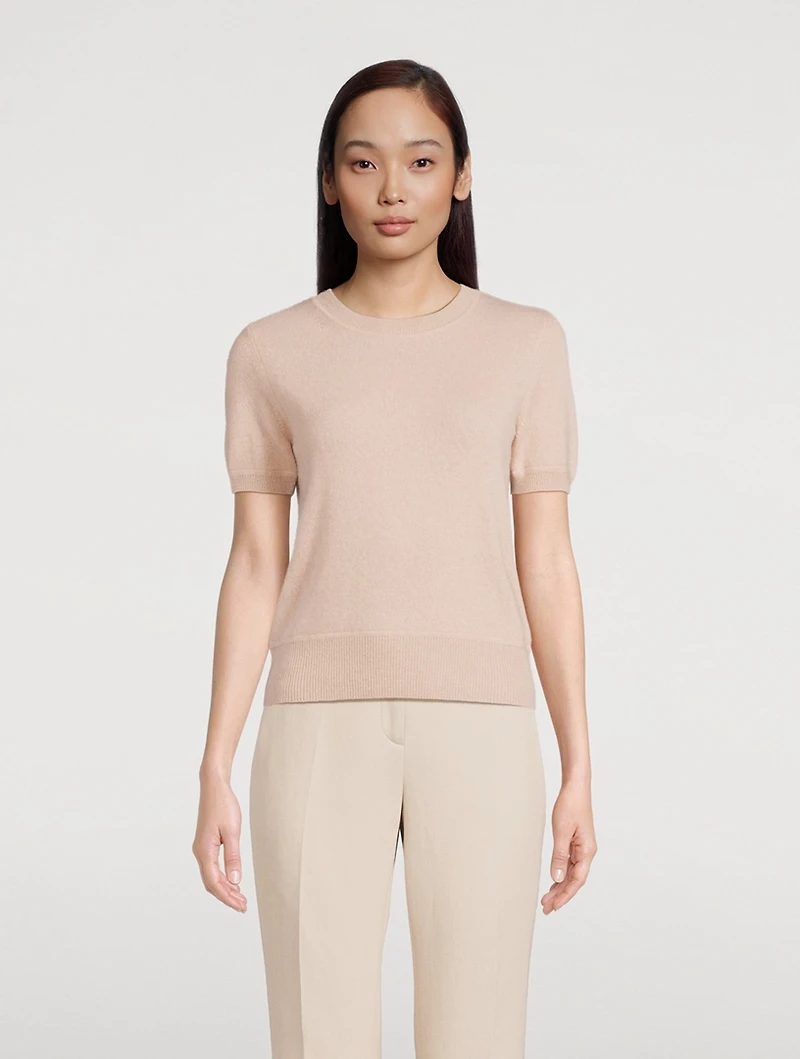 Cashmere Cropped Short-Sleeve Sweater