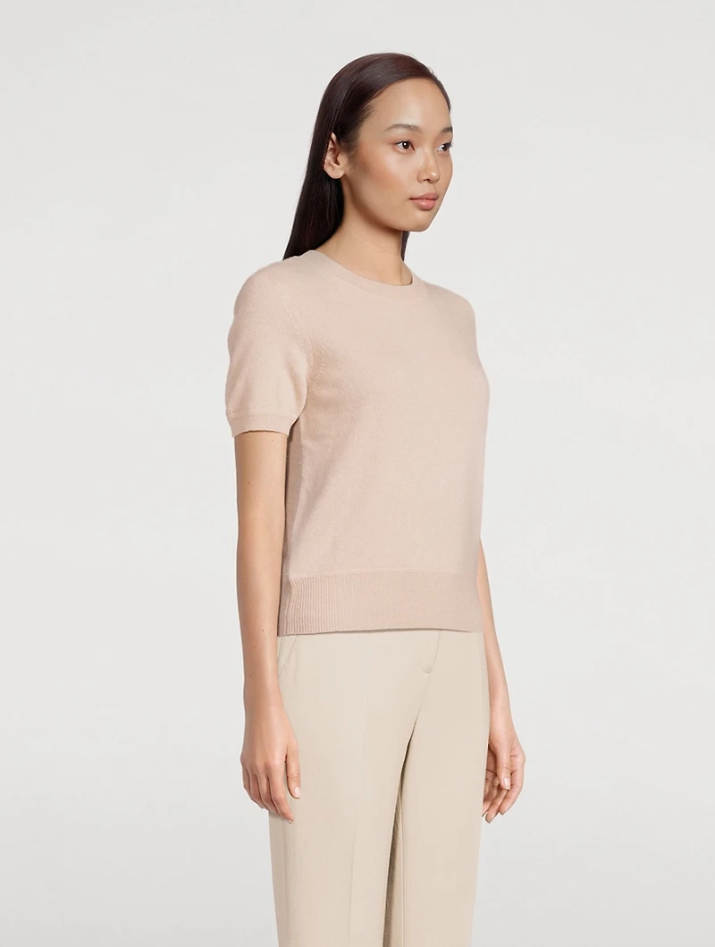 Cashmere Cropped Short-Sleeve Sweater