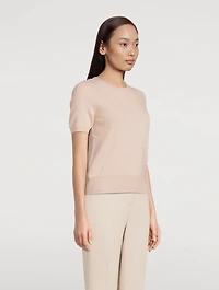Cashmere Cropped Short-Sleeve Sweater