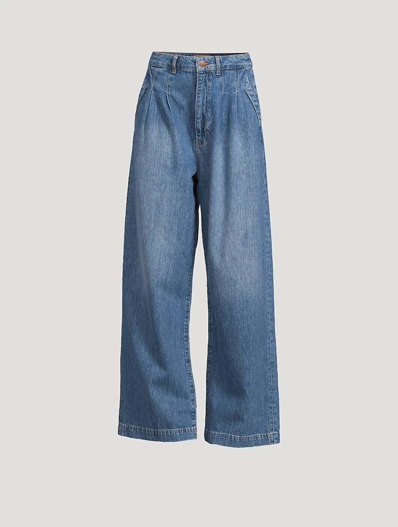 Ms. Plise Pleated Wide-Leg Jeans