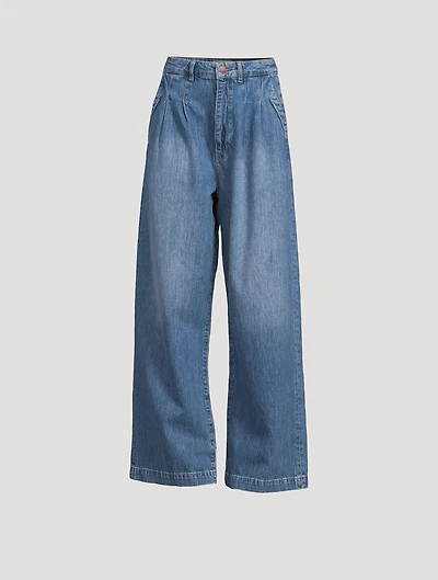 Ms. Plise Pleated Wide-Leg Jeans