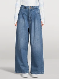 Ms. Plise Pleated Wide-Leg Jeans