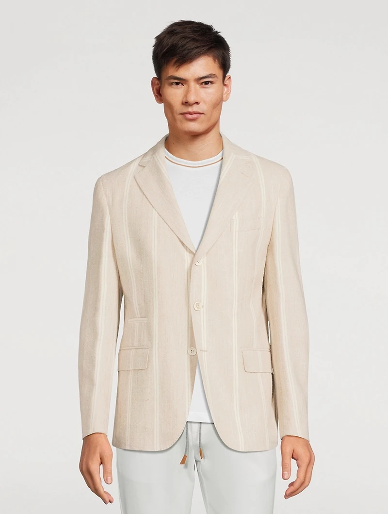 Alpaca And Wool Jacket Striped Print
