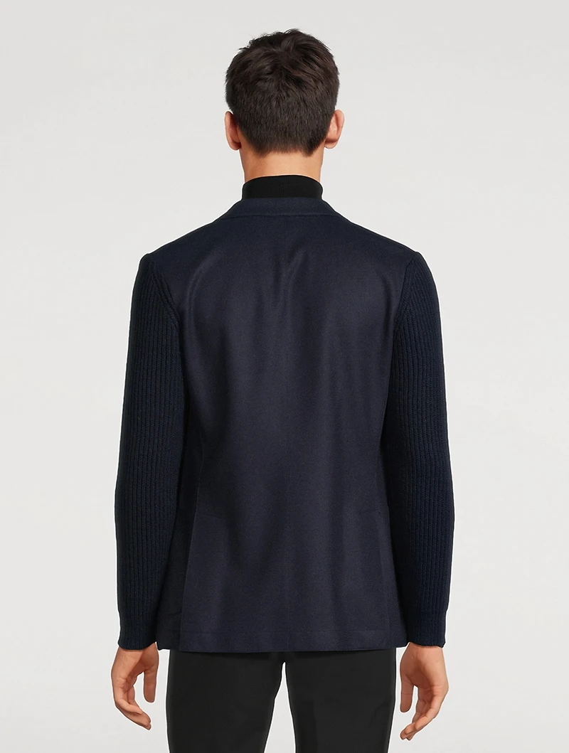 Wool And Nylon Double-Breasted Jacket