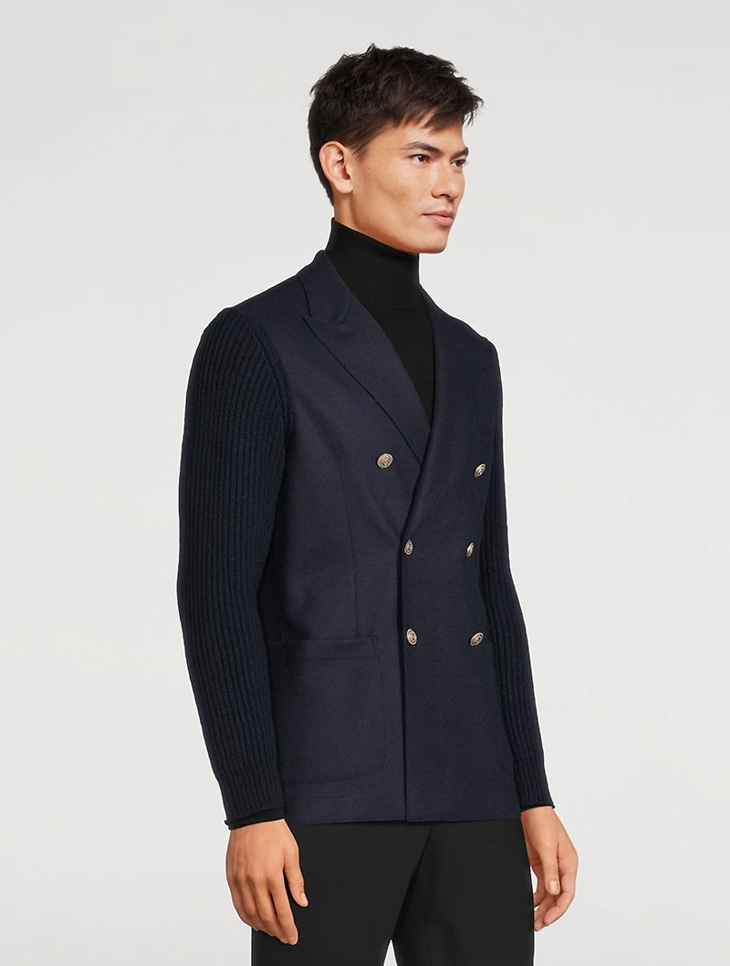 Wool And Nylon Double-Breasted Jacket